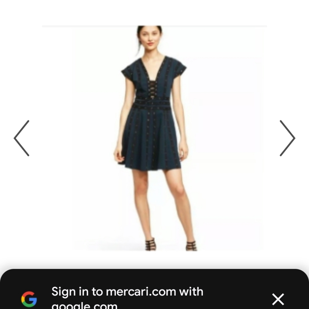 Zac Posen Dark Blue Mini Dress with Eyelet Accents. Never Worn.